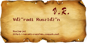 Váradi Ruszlán névjegykártya